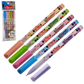 ELKOS BLUE Ballpoint Pens, 0.7mm Fine Point, Pack of 5, Eal Ball Pens, Smooth Biros, Soft Grip, School Office Home Use, ZOFAX Black Ball Pen