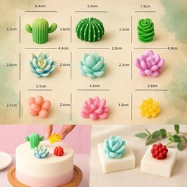 PUBAMALL Paquete de 9 moldes de silicona para suculentas, Para molde de moho de bricolaje, Molde de Jabón para Pasteles y Postres