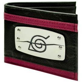 Shinobi Ninja Konoha Village Akatsuki Headband Wallet/Purse Bi-Fold ID & Card Holder, Black, black, Casual