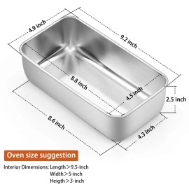 P&P Chef Loaf Pan Set, 9 x 5 Inch Bread Pans, Stainless Steel Loaf Toast Baking Pans F...
