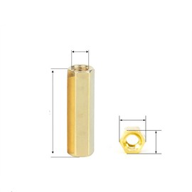 MACHSWON 50 PCS Hexagonal Internal Thread Two-Way Copper Column M3*24mm Hex Brass Spacer Standoff Screw Nut Threaded Hexagon Pillar Copper Column