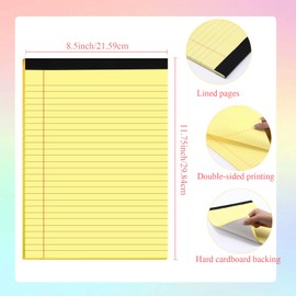 Gueevin 12 Pcs 8.5'' x 11'' Colored Legal Pads Letter Size 40 Sheets Per Notepads Micro Perforated Notebook Writing Pad for School, College, Office, Business(Yellow,Lined)