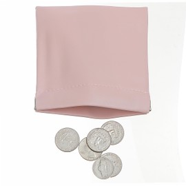 Mini Coin Pouch Purse, Leather Small Coin Wallet, Squeeze Coin Pouch Purse Change Holder for Men and Women (Pink)