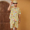 ifamawlea Men's 2 Piece Tracksuit Hawaiian Shirt Shorts Button Down