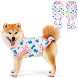 cyeollo Recovery Suit for Dogs Cats Surgery Suit Female Spay Soft Breathable Pet Onesie Bodysuit Male Dog Neuter, Small Dogs Surgical Recovery Shirt, Dinosaur, M