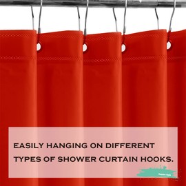 Eazzier Bath Tangerine Plastic Shower Curtain Or Liner, 72x72 Inch Lightweight Red Plastic Bathroom Shower Showroom Inner Curtain with Rustproof Metal Grommet Holes and Weighted Magnets