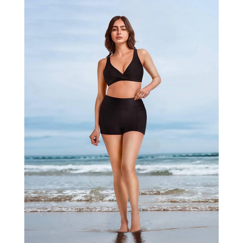 SINGNIER - Pantalones cortos de baño para mujer, de cintura