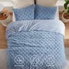 Bedsure Fluffy Queen Comforter Set, Ashley Blue Plush Fleece Bed