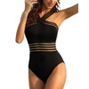 Hilor Women's One Piece Swimwear Front Crossover Swimsuits Hollow Bathing