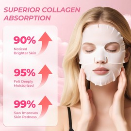 Bio Collagen Mask, Overnight Maske Gesicht, Beruhigend, Feuchtigkeitsspendend, Nahrhaft Kollagen Maske Gesicht für Frauen, Verbesserung der Elastizität der Haut, 34g x 4 St