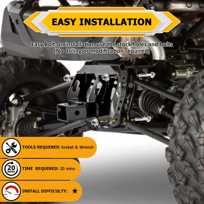 WeiSen 2" Rear Receiver Hitch Compatible with Honda Talon 1000