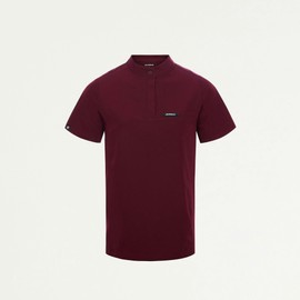 Jaanuu Savi Women's 1-Pocket Classic Banded Collar Scrub Top - Burgundy 1X