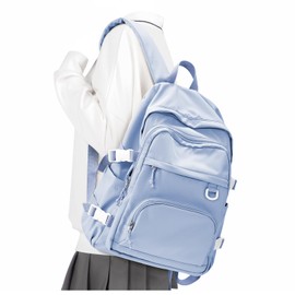 Lightweight College Backpack for Women Men Cute School Bag for Teens Girls Boys High School Backpack for Students Waterproof Casual Daypack Backpack（Milky Blue）