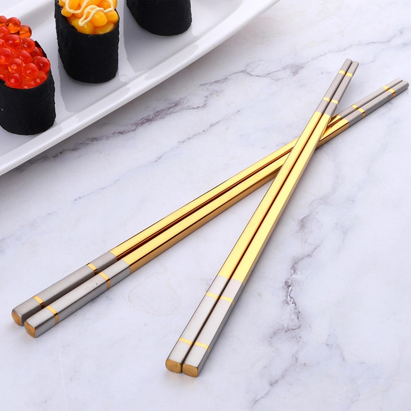 Reusable Stainless Steel Chopsticks,Dishwasher Safe , Easy to Use(2 PCS,Rose