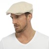 Mens Cotton Linen Fabric Flat Cap Hat Lined Summer Sun