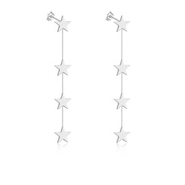Silver Star Earrings Dangle Silver Star Earrings for Women Dangling Star Drop Earrings Star Jewelry Long Silver Star Dangle Earrings for Women Star Accessories