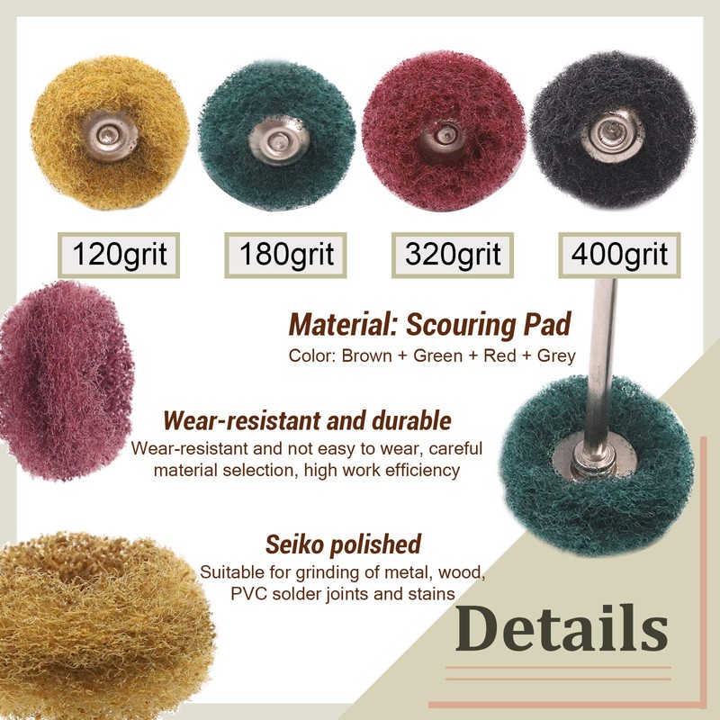 Swpeet 50Pcs Abrasive Sanding Flap Wheel Assortmen Kit, 80 Grit