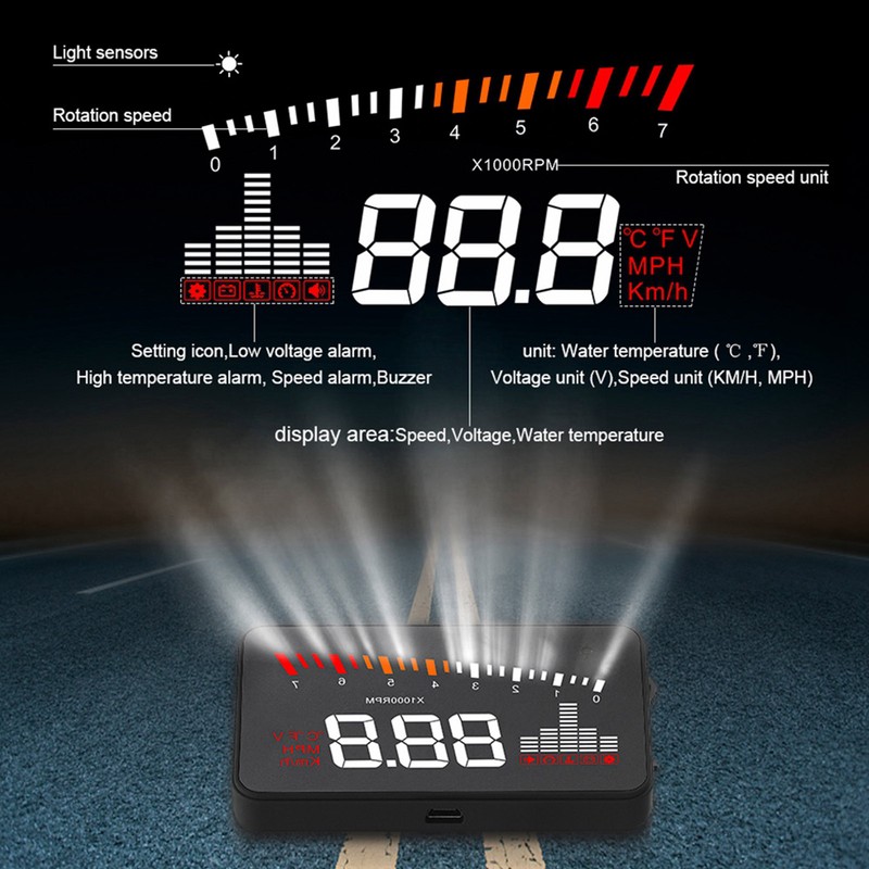 X5 HUD 3.5 Inches Universal Car HUD Head Up Display