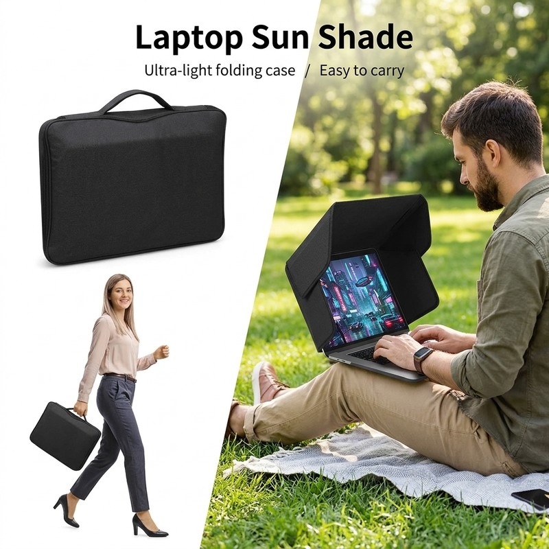 Foldable Laptop Sun Shade for Outdoor Work – Portable Oxford