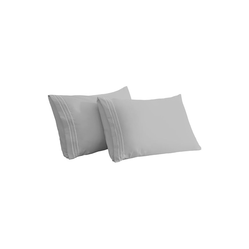 Grace Pillow Cases 2 Pack Brushed Microfiber Pillowcases With Embroidery