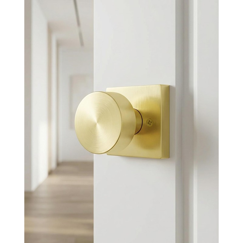 Goldenwarm Zinc Alloy Brushed Gold Dummy Door Knobs Interior 2