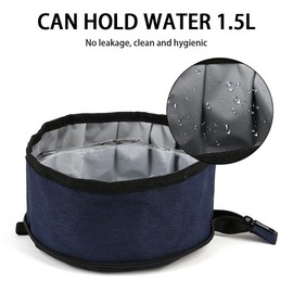 Foldable Travel Bowl for Dogs, 1 x 1.5 L Dog Drinking Bowl, Portable for Lightweight Feeding Bowl, Dogs for Travel, Water Bowl with Zip for Pets Outdoors, Running, Mountaineering, Camping