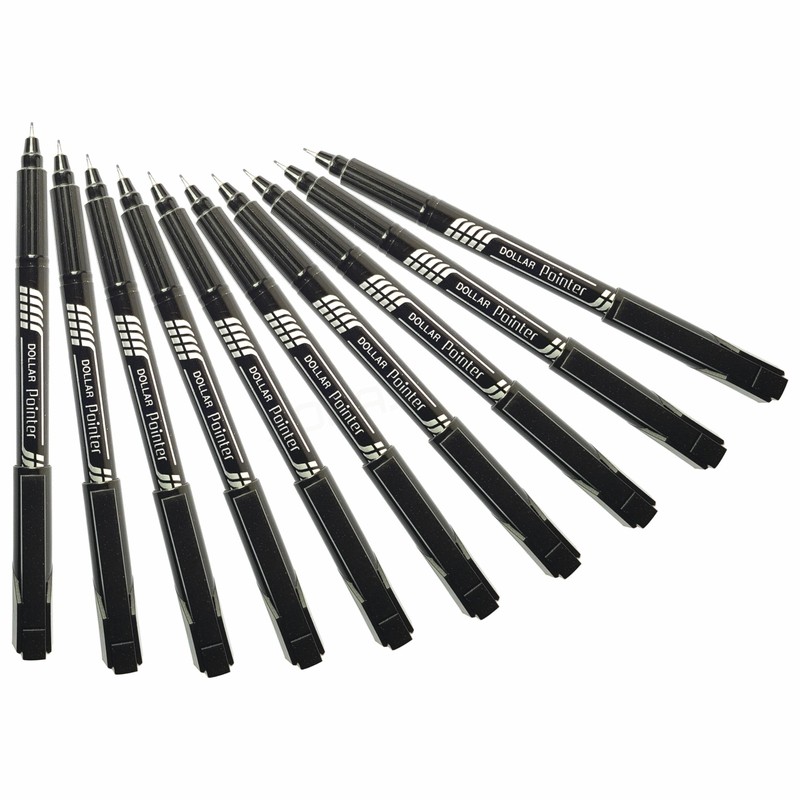 Fineliner Pens, BLACK, Pack of 10, Extra Fine Point (0.3mm),