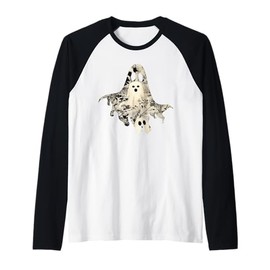 Whimsical Ghost and Floral Pattern – Perfect for Gothic Fans Raglan Baseball Tee
