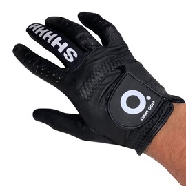 Quiet Golf Glove - Men's Golf Glove - Shhhh - Black - Premium & Genuine Cabretta Leather - Breathable Golf Glove - Natural Fit (Small, Worn ON Left Hand)