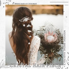 SAWINDA 10PCS Bridal Hair Pins Pearl Combs Clips Silver Elegant Rhinestone Hair Piece Jewelry Wedding Accessories for Brides Bridesmaids Flower Girls Bridal Shower Prom Banquet