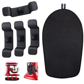 Large Black Kitchen mixer slider mat for stand Sliding mixer, with 4 Cord Organizers for Stand Mixer, Mixer Mover Sliding Mat Pad for Countertop Appliances