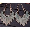 ✿ Feather wreath patina copper feather earrings✿ Exceptional side earrings