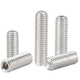 10Pcs #10-24x3/4 Hex Socket Set Grub Screws,Headless Cup Point,Flat Point Grub Bolt,Internal Hex Drive,304 Stainless Steel,Headless Concave End,Metric External Thread,for Towel Rack Door Knob