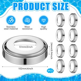 Otoolling 8 Pcs Pool Ladder Escutcheon Plates Stainless Steel Cover Plates for 1.9 Inground Pool Handrail Covers and Spa Ladder Tube