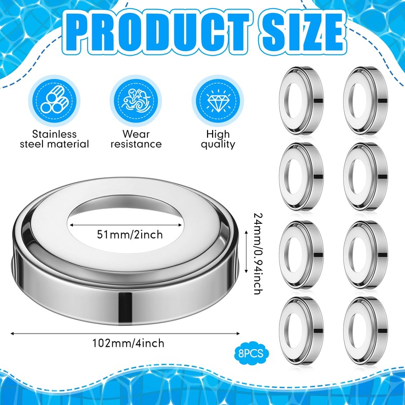 Otoolling 8 Pcs Pool Ladder Escutcheon Plates Stainless Steel Cover