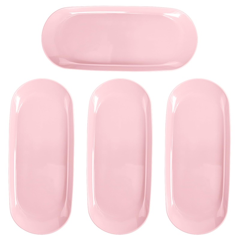 4 Pack Manicure Tools Storage Trays Pink Oval Dish Storage