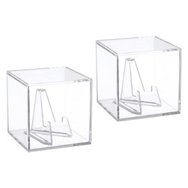 Kcgani Acrylic Coins Trophy Medal Display Case Box with Mini Acrylic Easel Display Stands, Acrylic Multiple Rings Storage Case for Championship Rings Challenge Coins Fossils Rocks Stones Chips