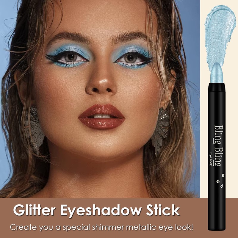 Eyeshadow Pen, Shimmer Lake Blue Eyeshadow Stick, Highly Pigmented Eye