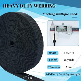 MELOTOUGH 1 inch Polyester Webbing-10 25 50 Yards Heavy Duty Strap-Flat Straps for Backbag,Pool Solar Cover,DIY Crafting,Pet Collar,Outdoor Gear(Blue)