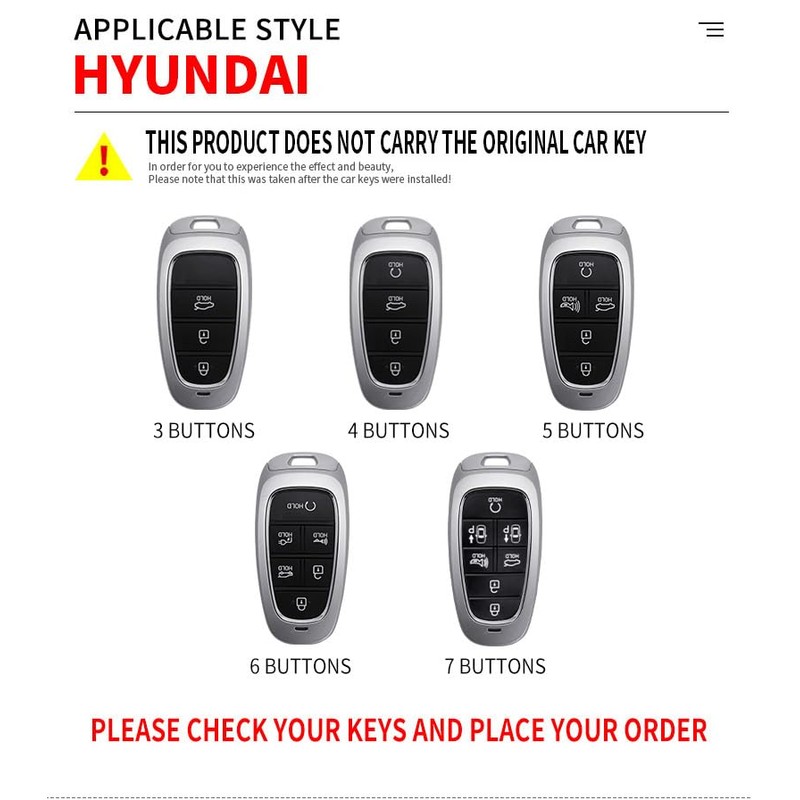 HIBEYO 6 Button Key Fob Cover for Hyundai Sonata 2020