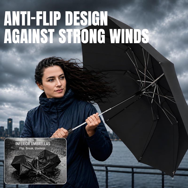Collapsible Windproof Umbrella Travel - 42inch Auto Open & Manual