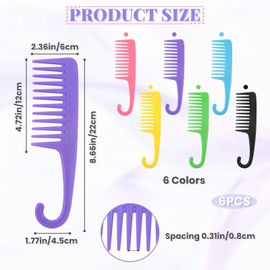6 Multi Color Large Wide Tooth Quality Curly Hair Combs Hooked Plastic Combs Suitable For Long Wet Curly Hair and Other Types of Hair Better Combin