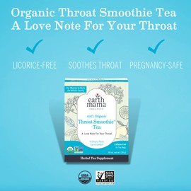 Earth Mama Organic Throat Soothie Tea with Elderflower | Immune Support Formulated without Licorice | Safe for Kids & During Pregnancy, 16 Teabags Per Box (6-Pack)