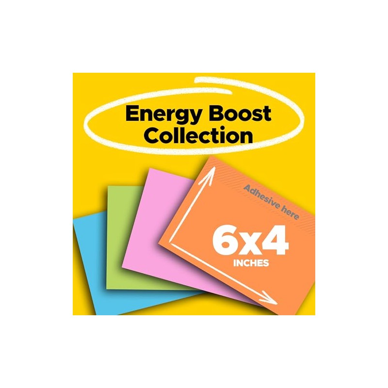 Post-it Super Sticky Notes, 6 in x 4 in, Rio