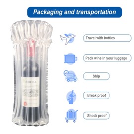 20 Packs Wine Bottle Travel Protector Bags, Wine Shipper Wine bottle Protector, Inflatable Air Column Cushion Bags with Pump for Safe Transportation of Glass Bottles