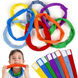 Hicarer 8 Collares de Masticar para Niños Sensoriales, Tela de Rizo Suave Absorbente Collar Masticable de Dentición Alternativa Absorbente a Ropa de Masticar para Niñas (Colores Vivos)