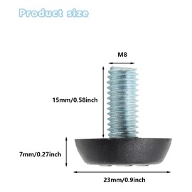 Auvotuis 20 Pcs M8 Adjustable Furniture Levelers Screw On Furniture Glide Leveling Foot Screw in Threaded for Chair, Table, Furniture Legs (M8 x 15mm)
