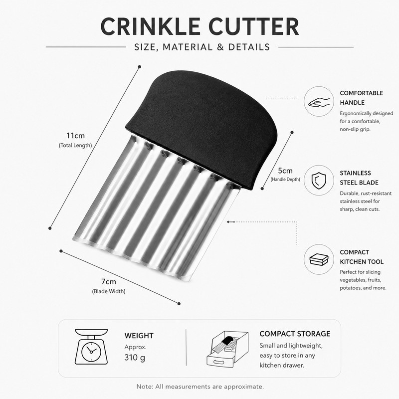 Crinkle Cutter for Vegetables & French Fries – Stainless Steel