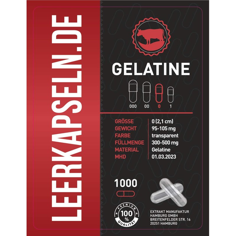 Pack of 1000 Empty Capsules | Size 0 | Beef