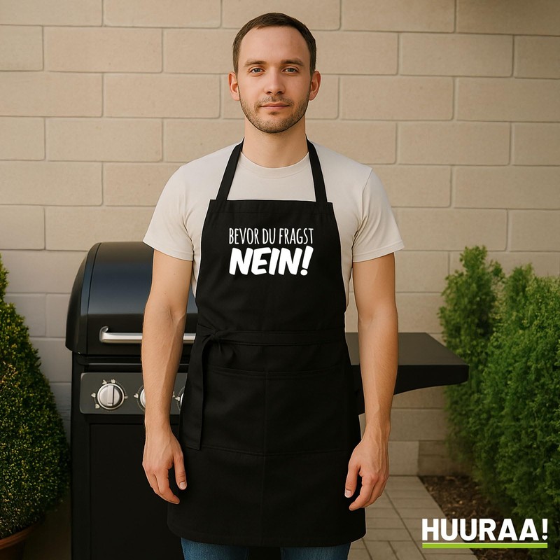 Huuraa Apron "Bevor du questen" (German language) "Bevor du fragst